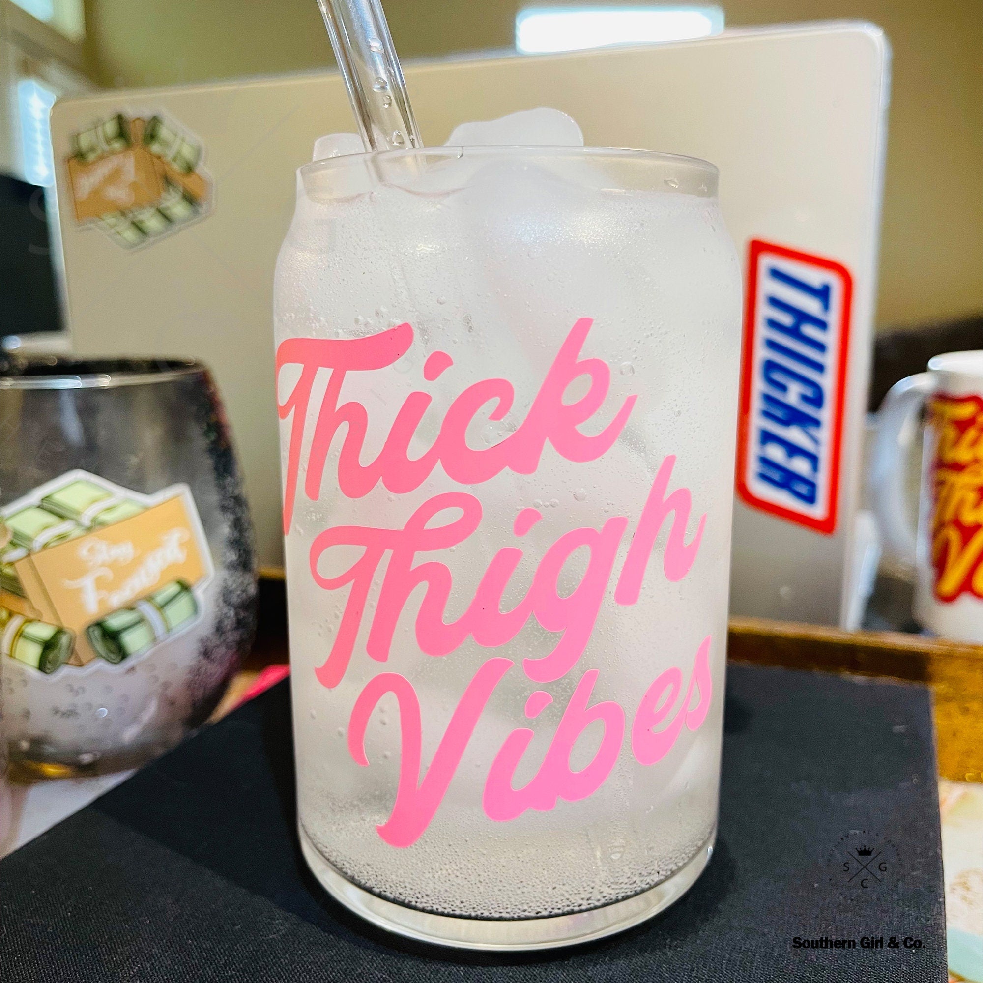 Thick Thigh Vibes 16oz Can Glass